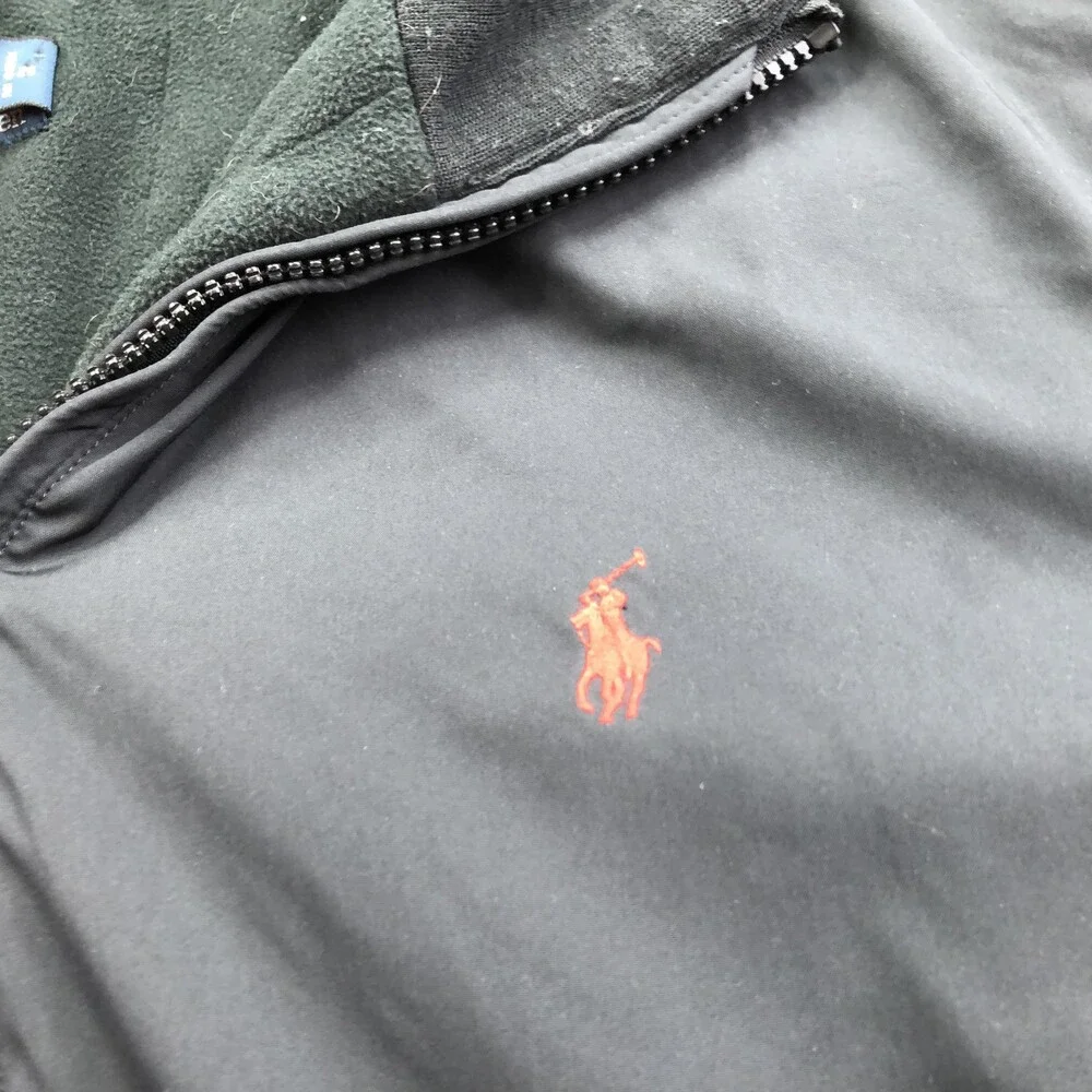 Polo Ralph Lauren Jacket Mens Large Black Softshell Windbreaker Full Zip Lined